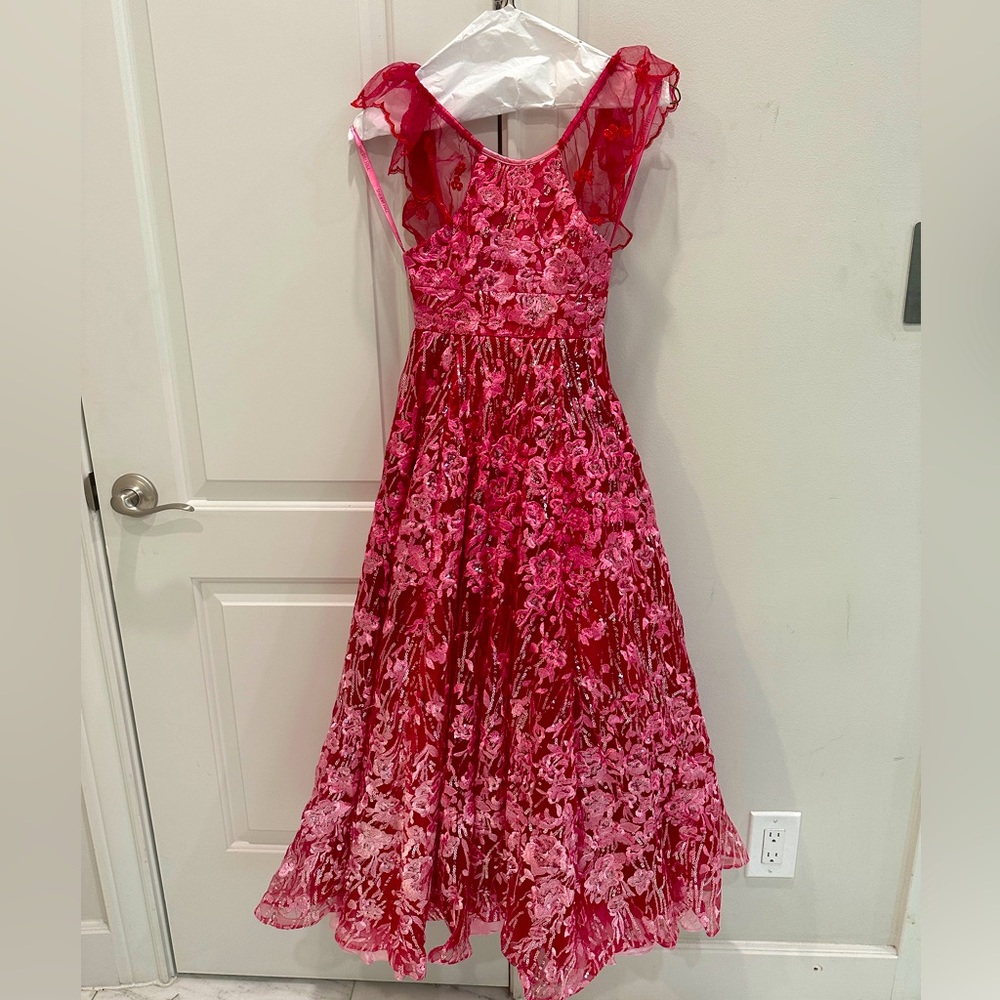 SHERRI HILL FLORAL ROSE KIDS EVENING GOWN